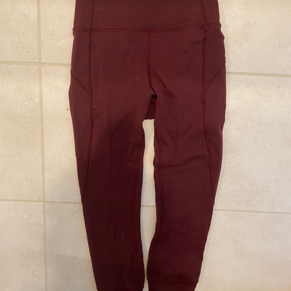 Full length maroon lulu leggings